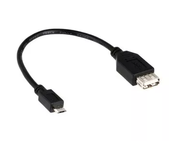 USB-sovitin A-pistokkeesta mikro B-pistokkeeseen OTG, 0,10 m OTG-yhteensopivien laitteiden liittämiseen, läpipainopakkaus